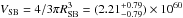 \hbox{$V_\SB= 4/3 \pi R_\SB^3 = (2.21 ^{+0.79}_{-0.79})\times 10^{60}$}