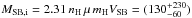 \hbox{$M_{\mathrm{SB, i}}=2.31\,n_\HH\,\mu\,m_\HH V_\SB = (130 ^{+230}_{-60})$}