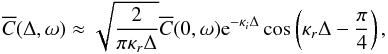 \appendix \setcounter{section}{6} \begin{equation} \Ecc(\Delta, \omega) \approx \sqrt{\frac{2}{\pi \kappa_r \Delta}} \Ecc(0, \omega) \textrm{e}^{-\kappa_i \Delta} \cos \left( \kappa_r \Delta - \frac{\pi}{4} \right), \label{eq:CdeltaFarField} \end{equation}