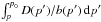 \hbox{$\int_{p}^{p_0}{D(p')/b(p')\,{\mathrm d}p'}$}