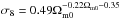 \hbox{$\sigma_8=0.49 \Omega_{\rm m0}^{-0.22\Omega_{\rm m0}-0.35}$}