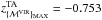 \hbox{$ z_{\{{\cal M}^{\rm VIR}\}_{\rm MAX}}^{\rm TA} = - 0.753$}