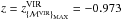 \hbox{$z=z_{\{{\cal M}^{\rm VIR}\}_{\rm MAX}}^{\rm VIR} = -0.973$}