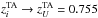 \hbox{$z_i^{\rm TA}\rightarrow z_U^{\rm TA} = 0.755$}