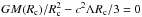 \hbox{$GM(R_{\rm c})/R_{\rm c}^2 - c^2\Lambda R_{\rm c}/3 = 0$}