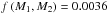 \hbox{$f\left(M_1,M_2\right) = 0.0036$}