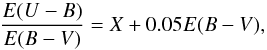 \begin{equation} \label{slope} \frac{E(U-B)}{E(B-V)}=X+0.05E(B-V) , \end{equation}