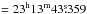 \hbox{$= 23^{\rm h}13^{\rm m}43\fs359$}