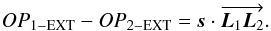 \begin{equation} OP_{\rm 1-EXT} - OP_{\rm 2-EXT} = \vec s \cdot \overrightarrow{ \vec { L}_1\vec{L}_2} \label{OPDproj} . \end{equation}
