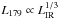 \hbox{$L_{179}\propto L_{\mathrm{IR}}^{1/3}$}