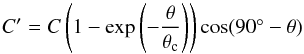 \begin{equation} C'=C\left(1-\exp\left(-\frac{\theta}{\theta_{\rm c}}\right)\right) \cos(90\degr-\theta) \label{eq:c_stang} \end{equation}