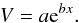 Mathematical equation: \appendix \setcounter{section}{1} \begin{equation} {V=a{\rm e}^{bx}}. \end{equation}