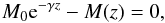 Mathematical equation: \begin{equation} {M_0{\rm e}^{-\gamma z}-M(z)=0}, \label{eqmcbride} \end{equation}