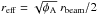Mathematical equation: \hbox{$ r_{\rm eff}= \sqrt{\phi_{\rm A}}\ r_{\rm beam}/2$}