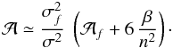 Mathematical equation: \appendix \setcounter{section}{1} \begin{eqnarray} \Ab \simeq \frac{\sigma_f^2}{\sigma^2} \; \left( \Ab_f + 6 \, \frac{\beta}{n^2} \right) \cdot \label{Eq:AbbeWithTrend:2} \end{eqnarray}
