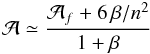 Mathematical equation: \appendix \setcounter{section}{1} \begin{eqnarray} \Ab \simeq \frac{\Ab_f + 6 \, \beta/n^2}{1 + \beta} \label{Eq:AbbeWithTrend:3} \end{eqnarray}