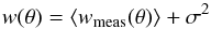Mathematical equation: \begin{equation} w(\theta) = \left<w_{\rm meas}(\theta)\right> + \sigma^2 \end{equation}