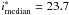 Mathematical equation: \hbox{$i^\ast_{\rm median}=23.7$}