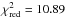 Mathematical equation: \hbox{$\chi_{\mathrm{red}}^2 = 10.89$}
