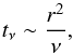 Mathematical equation: \begin{equation} t_\nu \sim \frac{r^2}{\nu}, \end{equation}