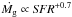 Mathematical equation: \hbox{$\dot{M_{\rm g}} \propto {\it SFR}^{+0.7}$}