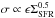 Mathematical equation: \hbox{$\sigma \propto \epsilon \Sigma_{\rm SFR}^{0.5}$}