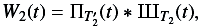 Mathematical equation: \begin{equation} W_2(t) = \Pi_{T'_2}(t) \ast {\mbox{III}}_{T_2}(t) , \end{equation}