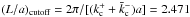 Mathematical equation: \hbox{$\lacut = 2\pi/[(k_{\rm c}^+ + \bar{k}_{\rm c}^-)a] = 2.471$}