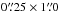 Mathematical equation: \hbox{$0\farcs25\times1\farcs0$}