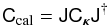 Mathematical equation: \begin{equation} \label{eq:3} \tens C_{\rm cal} = \tens J \tens C_{\calpar} \tens J^{\dag} \end{equation}