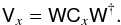 Mathematical equation: \begin{equation} \label{eq:19} \tens V_x = \tens W \tens C_x \tens W^{\dag}. \end{equation}