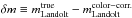 Mathematical equation: \hbox{$\delta m \equiv m_{\rm Landolt}^{\rm true} - m_{\rm Landolt}^{\text{color}-\text{corr.}}$}