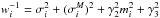 Mathematical equation: \hbox{$w_i^{-1} = \sigma_i^2 + (\sigma_i^M)^2 + \gamma_2^2 m_i^2 + \gamma_3^2$}