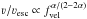 Mathematical equation: \hbox{$\varv/\varv_{\rm esc} \propto f_{\rm vel}^{\alpha/(2-2\alpha)}$}