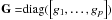 Mathematical equation: \hbox{$\mathbf{G=}{\rm diag}(\left[g_{1},\ldots,g_{p}\right])$}
