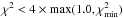 Mathematical equation: \hbox{$\chi^2 < 4 \times \max(1.0,\chi^2_{\mathrm{min}})$}