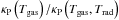 Mathematical equation: \hbox{$\kappa_\mathrm{P}\left(T_\mathrm{gas}\right)/\kappa_\mathrm{P}\left(T_\mathrm{gas}, T_\mathrm{rad}\right)$}