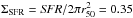 Mathematical equation: \hbox{$\Sigma_{\rm SFR}= {\it SFR} /2\pi r^2_{50} = 0.35$}