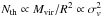Mathematical equation: \hbox{$N_{\rm th} \propto M_{\rm vir}/R^2 \propto \sigma_{v}^2$}