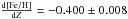 Mathematical equation: \hbox{$\frac{{\rm d [Fe/H]}}{{\rm d} Z}=-0.400\pm0.008$}