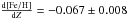 Mathematical equation: \hbox{$\frac{{\rm d [Fe/H]}}{{\rm d} Z}=-0.067\pm0.008$}