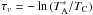 Mathematical equation: \hbox{$\tau_\nu=-\ln{(T_\mathrm{A}^*/T_\mathrm{C}})$}