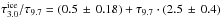 Mathematical equation: \hbox{$\tau^{\rm ice}_{3.0}/\tau_{9.7}=(0.5\,\pm\,0.18)+\tau_{9.7}\cdot (2.5\,\pm\,0.4)$}