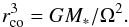 Mathematical equation: \begin{equation} r_{\rm co}^3 = GM_*/\Omega^2. \label{corotation} \end{equation}