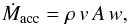 Mathematical equation: \begin{equation} \dot{M}_{\rm acc} = \rho\,v\,A\,w, \label{accr_rho} \end{equation}