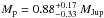 Mathematical equation: \hbox{$M_{\rm p} = 0.88^{+0.17}_{-0.33}~M_{\rm Jup}$}