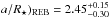 Mathematical equation: \hbox{$a/R_{\star})_{\rm REB} = 2.45^{+0.15}_{-0.30}$}