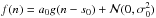 Mathematical equation: \hbox{$f(n) = a_0 g(n-s_0)+ \mathcal{N}(0,\sigma_0^2)$}