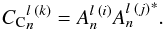 Mathematical equation: \begin{equation} {C_\mathrm{C}}_n^{l \; (k)}= A_n^{l \; (i)} {A_n^{l \; (j)}}^* . \end{equation}