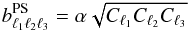 Mathematical equation: \begin{equation} \label{Eq:presp} \bl^\mathrm{PS} = \alpha \sqrt{C_{\lu} C_{\ld} C_{\lt}} \end{equation}